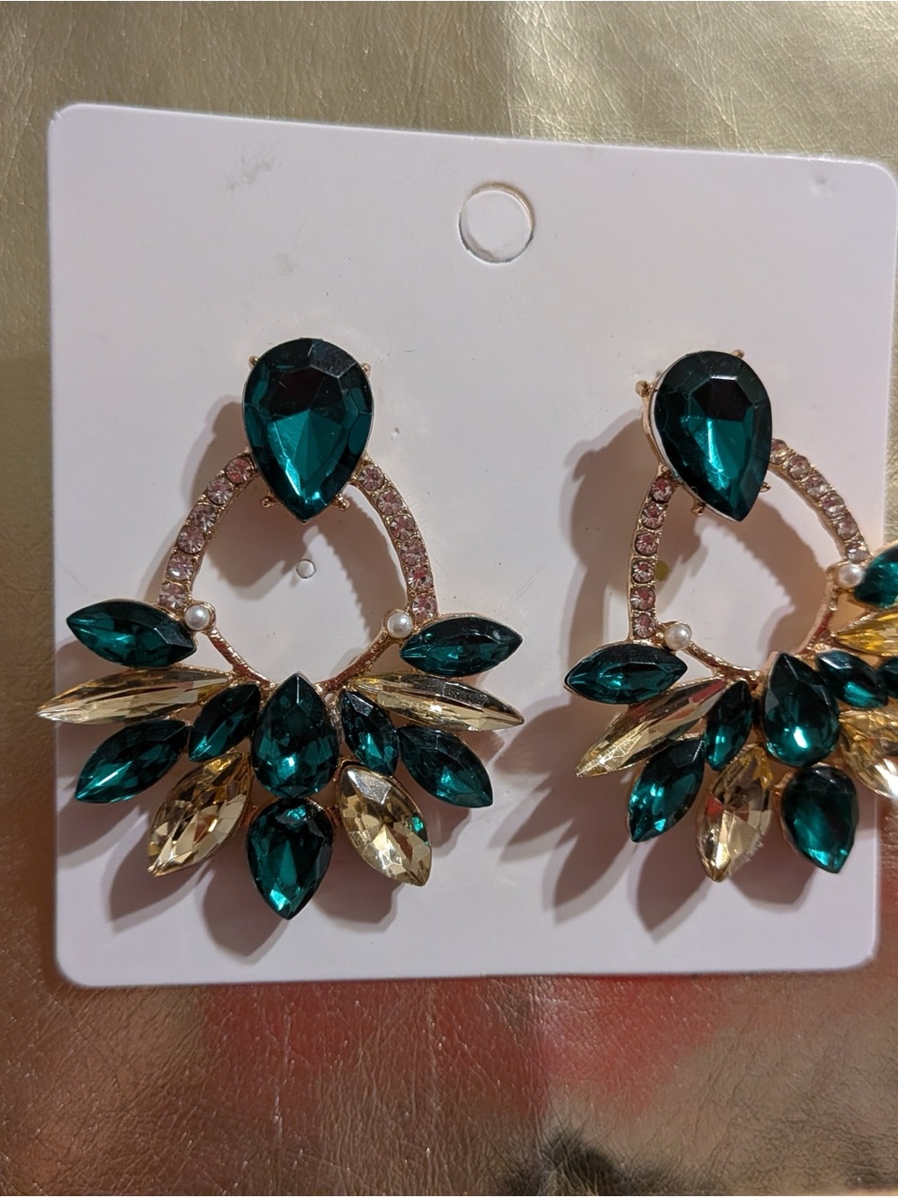 Emerald Teardrop Crystal Statement Earrings - Women's Jewelry